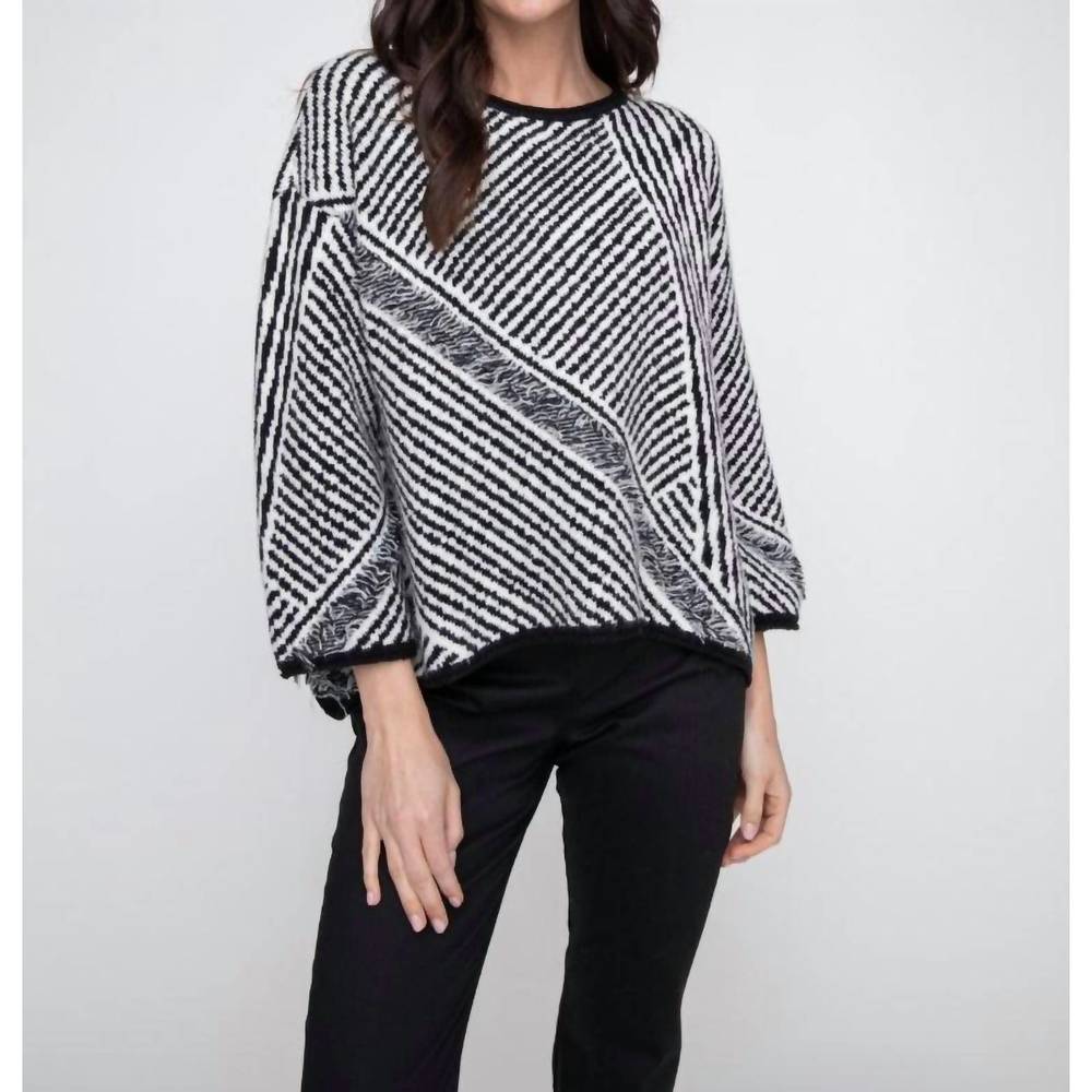 NEW LIV BY HABITAT striped fringe swing pullover in black